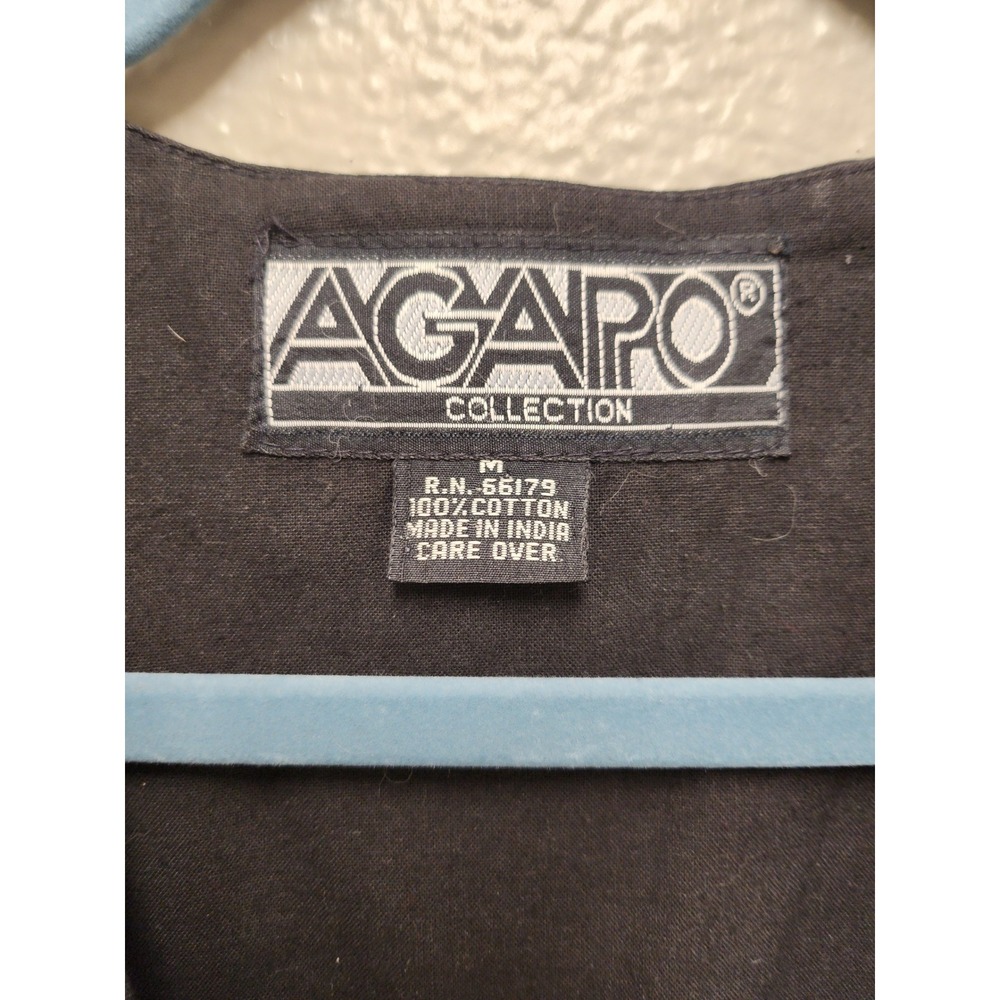 Vintage Agapo Collection Black Cotton Embroidered Floral Vest Waistcoat Medium - Picture 3 of 5